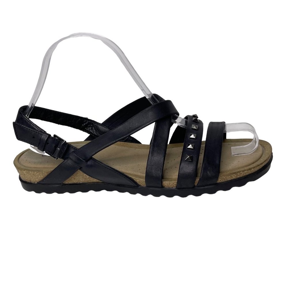 Ecco Dogmar women's size 39 black studded strap leather sandals